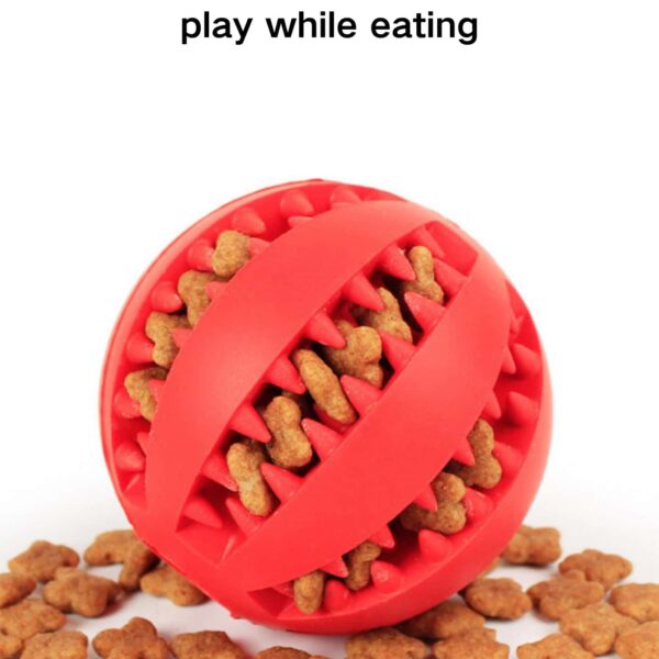 كرات لعب تفاعلية لتوزيع الحلوى للكلاب – لعبة مطاطية بنمط هندسي لتنظيف الأسنان وتسريب الطعام أثناء اللعب