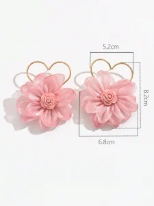 أقراط نسائية قلب مجوف وزهور قماشية، أقراط نسائية ناعمة وعصرية بتصميم مميز، هدية مثالية للأعياد والمناسبات الخاصة 1 1737531469d7623c4fe0e820af8a14f35a550d19d1