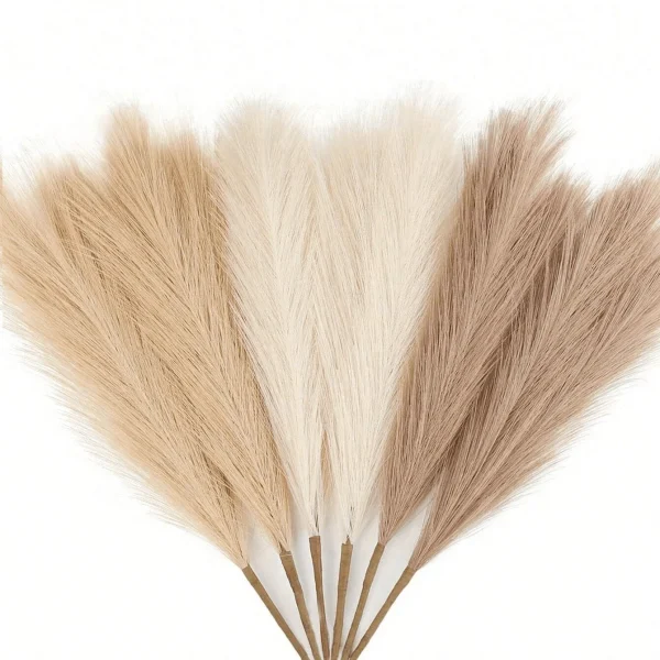 18 قطعة من عشب البامباس الصناعي الأرجواني – ديكور بوهو طويل ورقيق لتزيين المزهرية