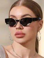⁦نظارات OCYCO المستقبلية ذات الإطار الكامل المربعة للترفيه اليومي، تصميم أنيق غير منتظم مع عدسات بولي كربونات و إطار، إكسسوارات نظارات مزخرفة ⁩ - الصورة ⁦2⁩