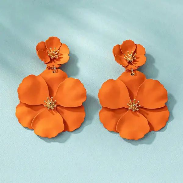 Asymmetrical Colorful Flower Earrings | Bold Multi-Layer Studs – Perfect Gift for Her 2025