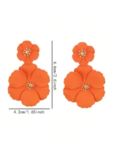 أقراط نسائية زهور معدنية غير متماثلة بألوان متعددة، لهدية أو إطلالة عصرية، مناسب للخروجات، الهدايا، والمناسبات الكاجوال 1 1742973076cc54d6d2026d970463580522b86c7b80