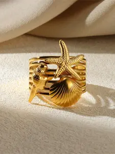خاتم نسائي بتصميم بحري، نجمة بحر وصدفة، من الستانلس ستيل، إكسسوار صيفي وهدايا 1 1744522772c1e29c428825a0344f3e56833b51f532