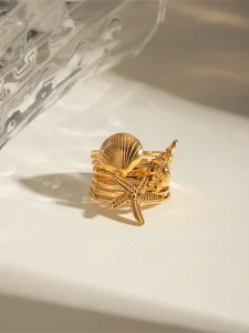 خاتم نسائي بتصميم بحري، نجمة بحر وصدفة، من الستانلس ستيل، إكسسوار صيفي وهدايا 2 1744522804cbb7800fca9604316f455b2e18382672