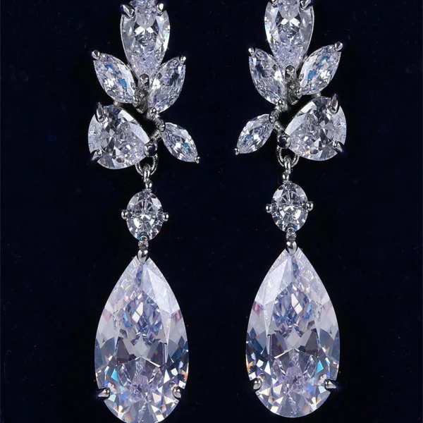 Bridal Water Drop Zirconia Earrings | Pear Shaped Wedding Jewelry for Elegant Brides