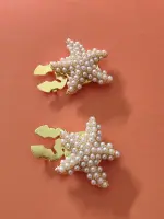 أزرار كليب-أون بتصميم نجم البحر وزهرة، مثالية لمناسبات الزفاف والملابس الفاخرة والمناسبات الرسمية - الصورة 4