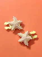 أزرار كليب-أون بتصميم نجم البحر وزهرة، مثالية لمناسبات الزفاف والملابس الفاخرة والمناسبات الرسمية - الصورة 5