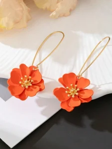 أقراط نسائية زهور معدنية غير متماثلة بألوان متعددة، لهدية أو إطلالة عصرية، مناسب للخروجات، الهدايا، والمناسبات الكاجوال 5 17483978556ba063a86dbb4da26b9a1323d5aac160