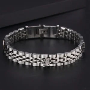 سوار من الفولاذ المقاوم للصدأ بتصميم ثلاثة تاجات فضية، أنيق وأنيق، مناسب للرجال في العمل 4 3e58e7eb 48bd 48e4 8c55 e24ae78bfccf