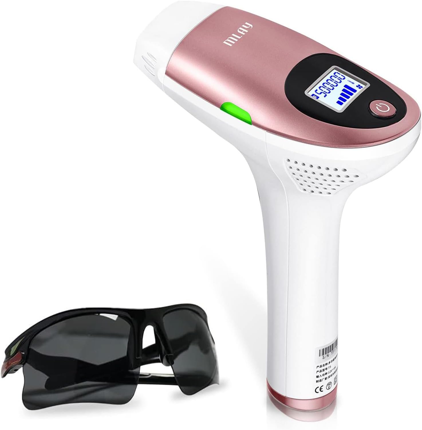 61-z8jvSSrL._AC_SL1500_ جهاز ازالة شعر الجسم ملاي T3 بتقنية IPL، استخدام جاف، 500000 ومضة - روز جولد