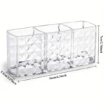 منظم مكياج حامل فرش وأقلام تجميل من الأكريليك، تصميم صغير بثلاث فتحات متعددة الاستخدام، مثالي للمنزل أو السفر - الصورة 5