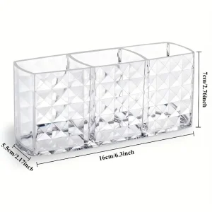 منظم مكياج حامل فرش وأقلام تجميل من الأكريليك، تصميم صغير بثلاث فتحات متعددة الاستخدام، مثالي للمنزل أو السفر 1 6144a3c3 8309 4118 8669 c252007fe109