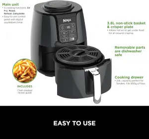 مقلاة هوائية Af100 من نينجا للتحميص واعادة التسخين والتجفيف، 3.8 لتر، 1550 واط، رمادي واسود 3 71RHWRrsQZL. AC SL1500