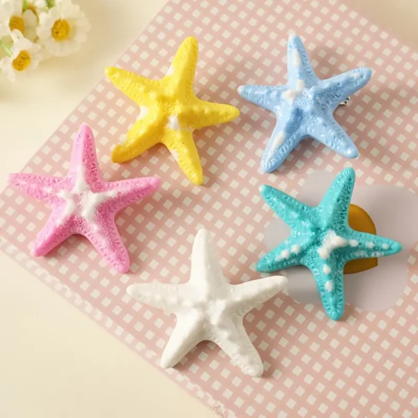 طقم مشابك شعر على شكل نجم البحر – 5 قطع بألوان صيفية مبهجة