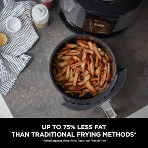 مقلاة هوائية Af100 من نينجا للتحميص واعادة التسخين والتجفيف، 3.8 لتر، 1550 واط، رمادي واسود 7 91ZxtXn y0L. AC SL1500