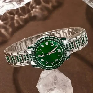 مجموعة ساعات وهدايا أنيقة للنساء تتكون من 6 قطع، أقراط من كريستال الأخضر على شكل قطرة، ساعة يد كوارتز مع عرض رقمي، حزام من الفولاذ المقاوم للصدأ، حركة يابانية مقاومة للصدمات، علبة من سبائك الزنك المستديرة 1 مجموعة ساعات وهدايا أنيقة للنساء تتكون من 6 قطع، أقراط من كريستال الأخضر على شكل قطرة، ساعة يد كوارتز مع عرض رقمي، حزام من الفولاذ المقاوم للصدأ، حركة يابانية مقاومة للصدمات، علبة من سبائك الزنك المستديرة