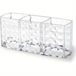 منظم أكريليك مدمج لفرش المكياج وأقلام التجميل – حامل عملي بثلاث فتحات