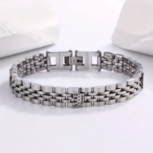 سوار رجالي من الفولاذ المقاوم للصدأ، 3 تاجات فضية، أناقة يومية مثالية للعمل 4 bf880713 2e48 4fe8 bc06 f29f823ea8de