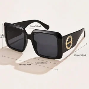 نظارات نسائية كبيرة بنقشة ذهبية، تصميم مربع باللون الأسود والرمادي، إكسسوار مثالي للمناسبات اليومية أو الإطلالات العرضية 6 dd089e36 6495 4a50 a82e 6a073a16aa6a 1