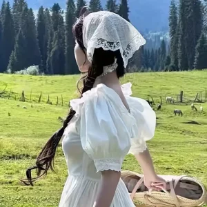 وشاح دانتيل مثلثي نسائي، عصابة رأس خفيفة للحماية من الشمس، رباط شعر صيفي أنيق 9 e9d56970 d65e 48e1 a88d 308137fb5e3e