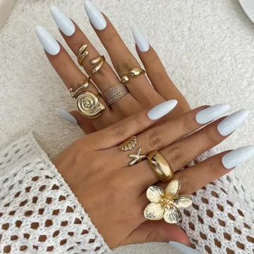 طقم مجوهرات نسائية بوهيمية خمر 8 قطع، تصميم طبيعي فني للنساء