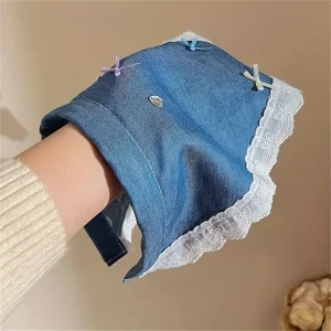 رباط رأس نسائي صيفي، دنيم أزرق ودانتيل بربطة أنيقة، يناسب الاستخدام اليومي أو المناسبات البسيطة 4 05abf5c3 a5e6 4e8c 972b 406842cc118e