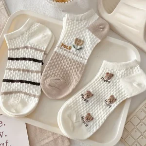 جوارب نسائية قصيرة بطبعة دب كرتوني، 5 أزواج مريحة بلون القهوة، مناسبة لجميع الفصول، خاصة الربيع والخريف 4 0955a744 f1b1 43df aa55 4754516b4403