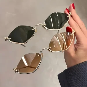 نظارات شمسية نسائية ريترو 2025 بتصميم معين نصف إطار، عدسات بولي كربون وإطار معدني أنيق 6 123b4767 53c2 4b24 9bc8 f4b4bc5e0ff1