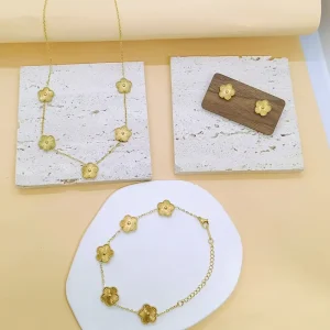 طقم مجوهرات نسائي عصري 4 قطع، زهور أنيقة بتقنية القص الليزري، يتماشى مع الأزياء الكاجوال والرسمية 3 1577e5c9 3984 4d25 94de 7bfaa60ee0e5