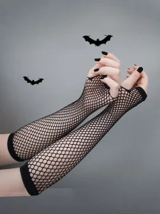 قفازات نسائية للهالوين بتصميم شبكي بدون أصابع، إطلالة ساحرة للشتاء والمناسبات 2 16696006793a8846ca026321bcdbc2efbed160f695