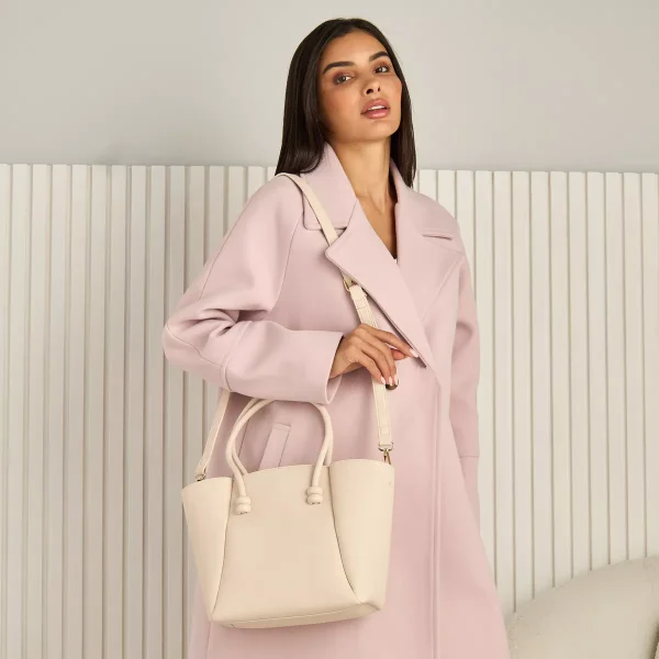 شنطة توتي نسائية من ماكس بارزة الملمس بمقابض مزدوجة وسحاب