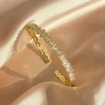 سوار راكول نسائي كف مفتوح بزركونيا مكعب، إكسسوار أنيق للنساء للحفلات والزفاف
