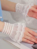 زوج أكمام مزيفة بتفاصيل تجعيد ودانتيل، أكسسوار فنتج أنيق للملابس، مناسب للارتداء اليومي أو المناسبات الخاصة - الصورة 5