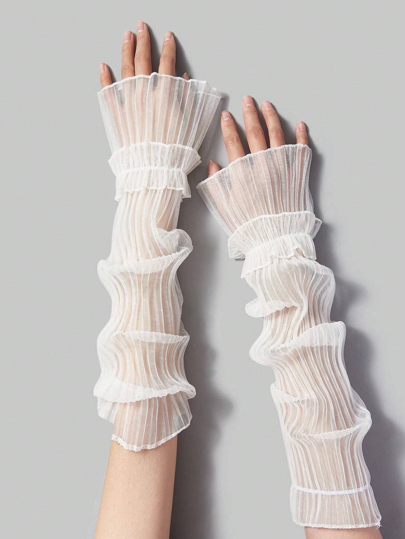 كمّات دانتيل تول أبيض بستايل فيري كور، إكسسوار أنثوي ناعم لعيد الحب، يضفي لمسة ساحرة إلى الفساتين أو الأطقم الرقيقة كمّات دانتيل تول أبيض بستايل فيري كور، إكسسوار أنثوي ناعم لعيد الحب، يضفي لمسة ساحرة