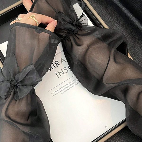 كم نسائي صيفي لحماية الشمس بنسيج جليدي وتصميم فيونكة، للهالوين والزفاف