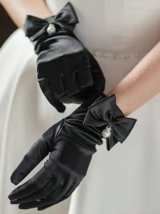 قفازات ساتان نسائية مزينة بلؤلؤ وفيونكة للزفاف والسهرات، إكسسوار فاخر للعرائس 2 172005751476f664db72346857b82b613adee2b357