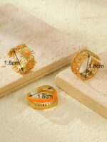 طقم خواتم نسائية ستانلس ستيل برتقالية زيتية، 3 خواتم أنيقة للاستخدام اليومي أو كهدية نسائية