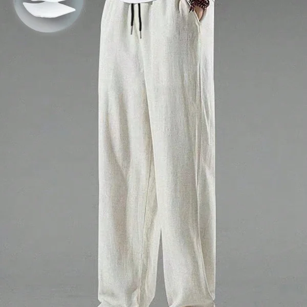 بنطال رجالي بلون سادة بخصر مطاطي ورباط، تصميم ساق مستقيمة من Manfinity Hypemode، مناسب للإطلالات اليومية