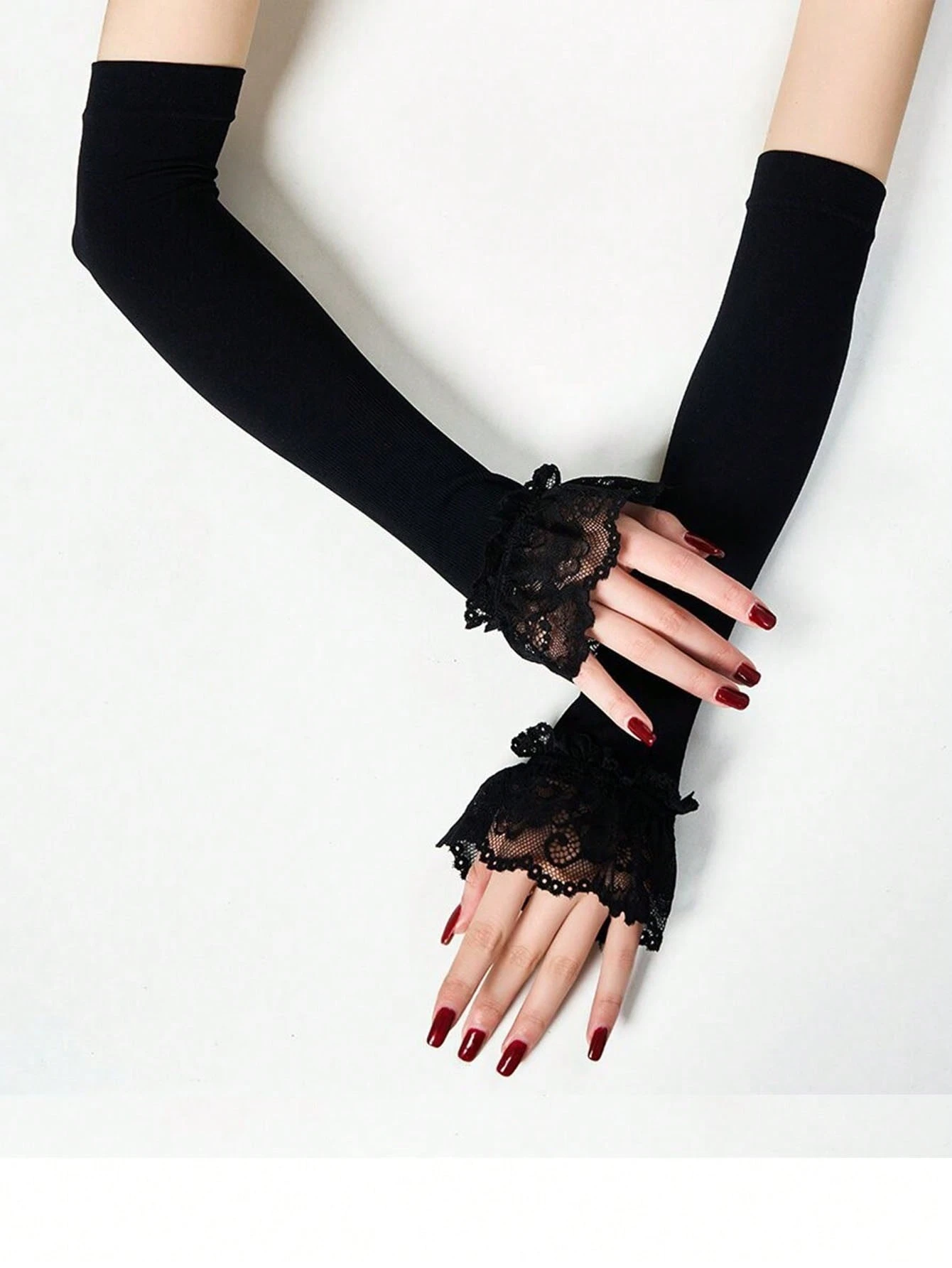 أكمام دانتيل وشيفون نسائية لحماية اليدين من الشمس، تصميم أنيق وخفيف للصيف أكمام دانتيل وشيفون نسائية لحماية اليدين من الشمس