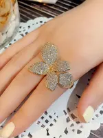 خاتم نسائي مزين بفراشة وزهرة CZ داخل علبة هدايا، إكسسوار فاخر للأعراس والمناسبات - الصورة 10
