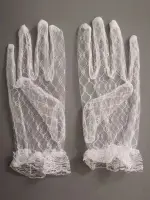 ⁦قفازات دانتيل نسائية شفافة قصيرة،تصميم شفاف يناسب جميع ألوان البشرة، مثالية لحفلات الزفاف والستايل الفينتاج⁩ - الصورة ⁦3⁩