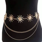سلسلة خصر نسائية معدنية بتصميم دوار الشمس، اكسسوار مثالي للفستان، يضفي لمسة من التميز على أي إطلالة نسائية