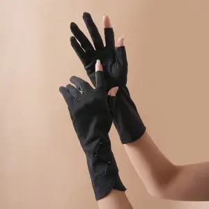 قفازات نسائية طويلة بدون أصابع مزينة باللؤلؤ، حماية من الشمس وأناقة للمناسبات 4 17410605596fc7858fefb880ee38666b5c5e9dced3