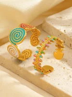 خواتم مفتوحة نسائية ستانلس ستيل بتصميم عظمة سمكة