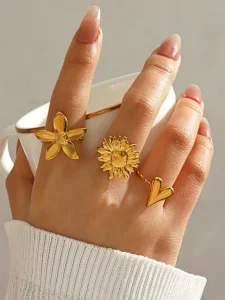 طقم خواتم نسائية بتصميم قلوب وزهور من الستانلس ستيل، أنيقة ومثالية كهدية 4 1742873730490d8ebfe2f6a2f31d6c4ed825b2e3e0