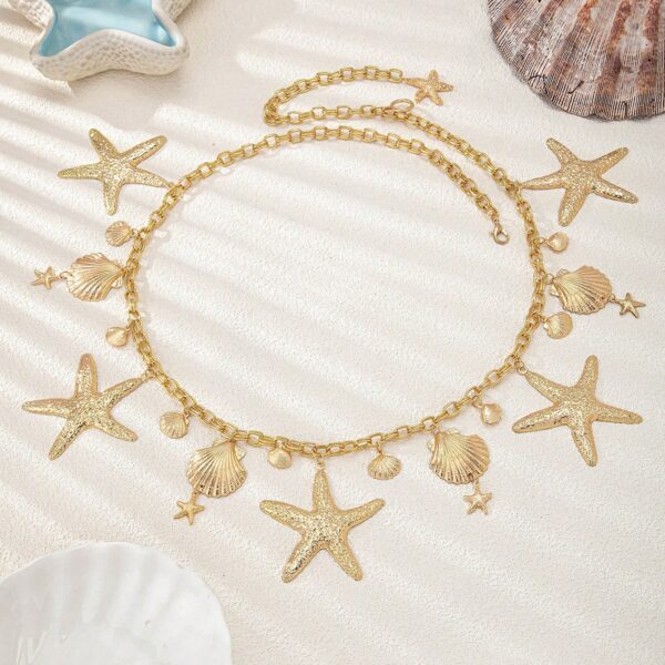 سلسلة خصر نسائية صيفية بنجمة البحر والأصداف