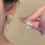 أقراط نسائية كريستال بتصميم ألعاب نارية، إكسسوارات صيفية