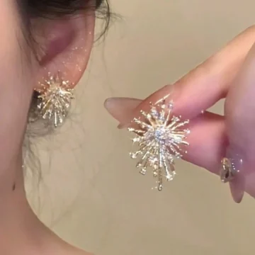 أقراط نسائية كريستال بتصميم ألعاب نارية، إكسسوارات صيفية