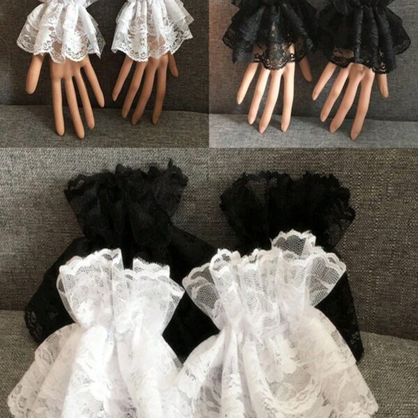 قفازات معصم دانتيل بدون أصابع بأسلوب لوليتا