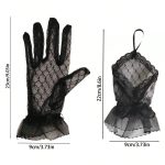 قفازات دانتيل أنثوية لوليتا دانتيل ناعم وأنيق يضفي مظهرًا أنثويًا راقيًا، بيضاء للزفاف وسوداء للأداءات، تضيف لمسة أنيقة للفساتين أو ملابس الأداء والكاجوال الفنتج